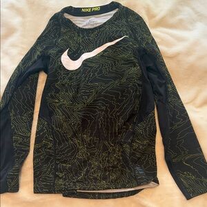 Nike Pro Kids Long Sleeve Tee - Black and Yellow